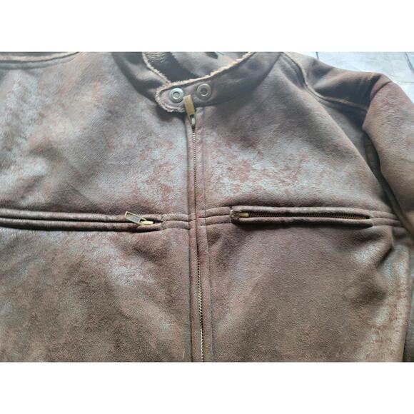 Men’s Large Vintage? Motorcycle Jacket Faux Suede and Fur Lightweight - Picture 5 of 13